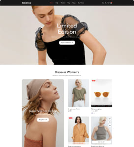 Fashion website featuring a limited edition women's dress and accessories.