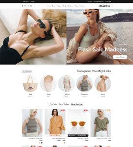 Fashion collage featuring swimwear, casual outfits, and accessories with a beach background.