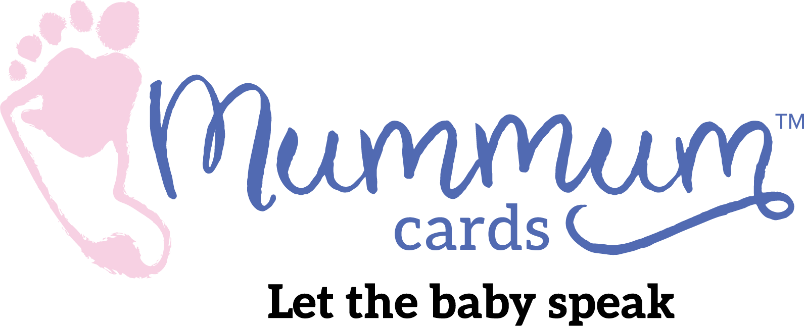 Logo of a baby cards company with a playful font and slogan.