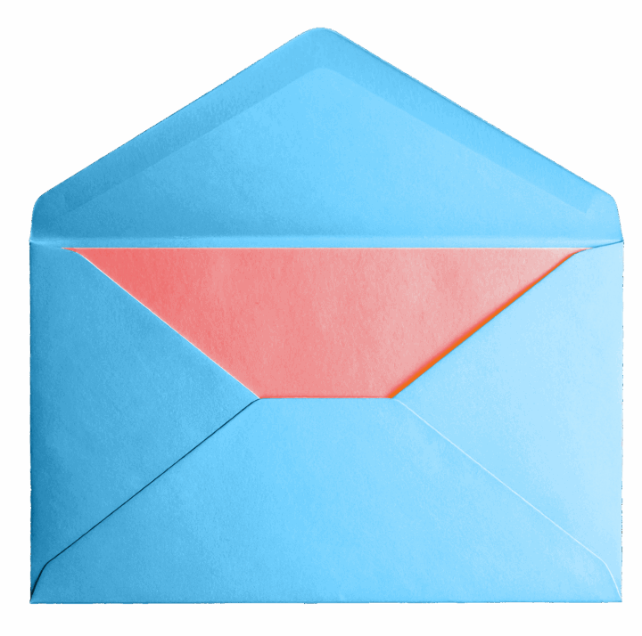 Blue envelope with pink inside flap Blue envelope with pink inside flap