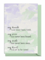 Inspirational text about unheard hands, voices, unseen smiles, and unloved hearts.