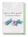 Floral design with a heartfelt message about faith and waiting.