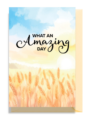 Wheat field under a bright sky with inspiring text.