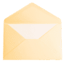 Open pale yellow envelope front view