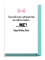 Birthday card with a pink bow and heartfelt message for Mom.