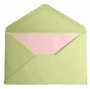 A green envelope with a pink card partially visible inside.