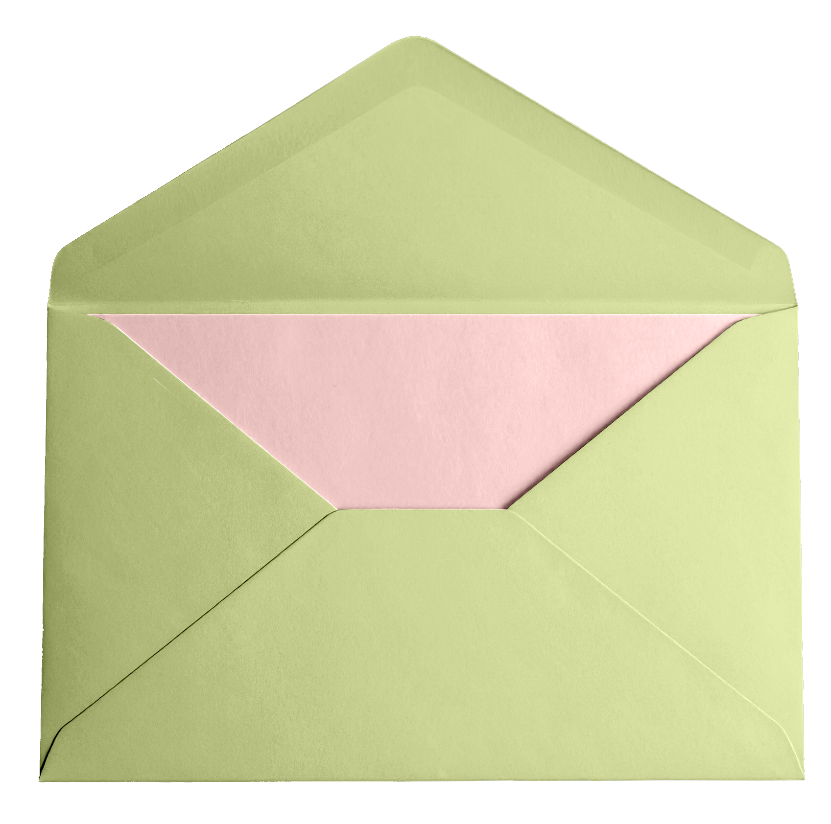 A green envelope with a pink card partially visible inside.