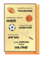 Sports-themed family cheer poster with football, basketball, soccer, and baseball.