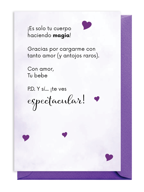A heartfelt Spanish message expressing love and gratitude with purple hearts. A heartfelt Spanish message expressing love and gratitude with purple hearts.