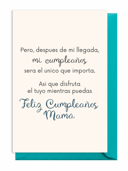 Tarjeta de cumpleaños con mensaje cariñoso para mamá.