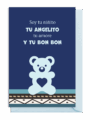 Tarjeta con osito y mensaje de amor en español.