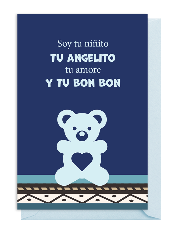 Tarjeta con osito y mensaje de amor en español.