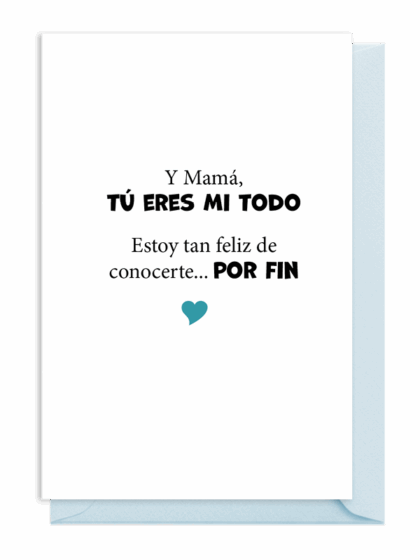 Mensaje de amor para mamá con un corazón azul.