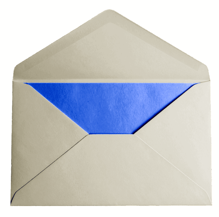 Beige envelope showing vivid blue interior Beige envelope showing vivid blue interior