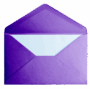 A purple envelope with a light blue interior flap.