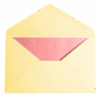 A yellow envelope with a pink card inside.