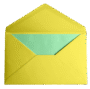 Yellow envelope with teal card inside
