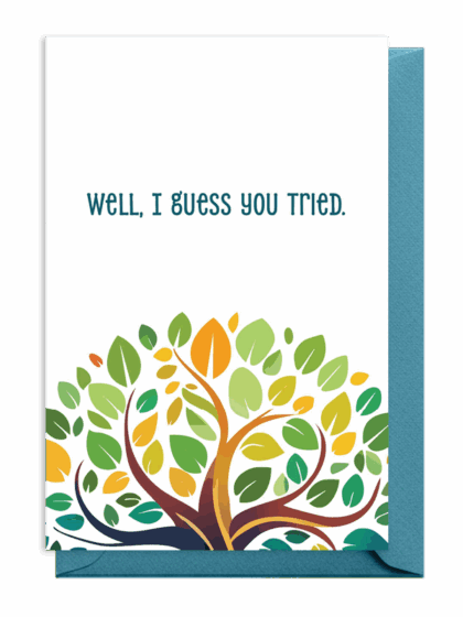 A motivational quote with a colorful leafy tree design.
