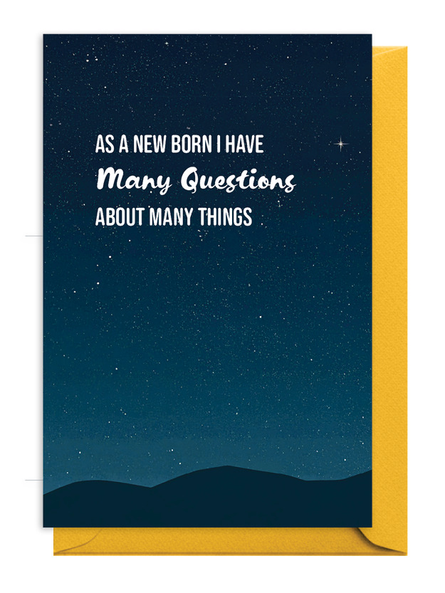 Inspirational quote about curiosity and new beginnings against a starry night sky.