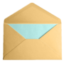 A brown envelope with a light blue inner flap, open and empty.