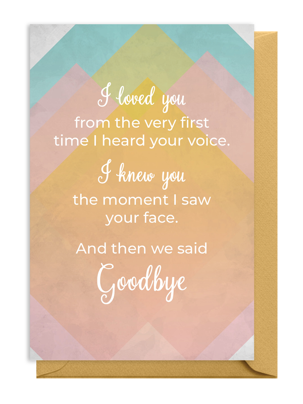 A pastel-toned card with a heartfelt goodbye message in elegant fonts.