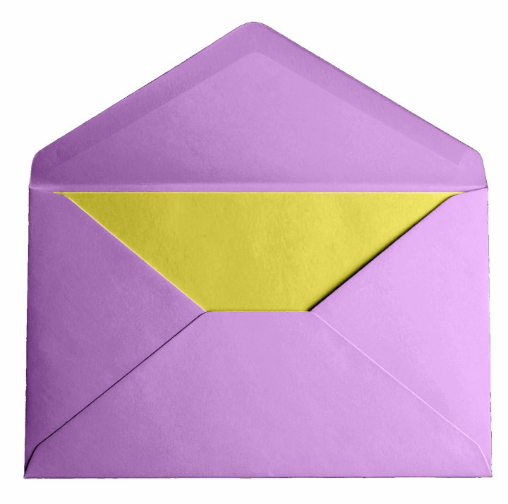 Open purple envelope with yellow interior Open purple envelope with yellow interior