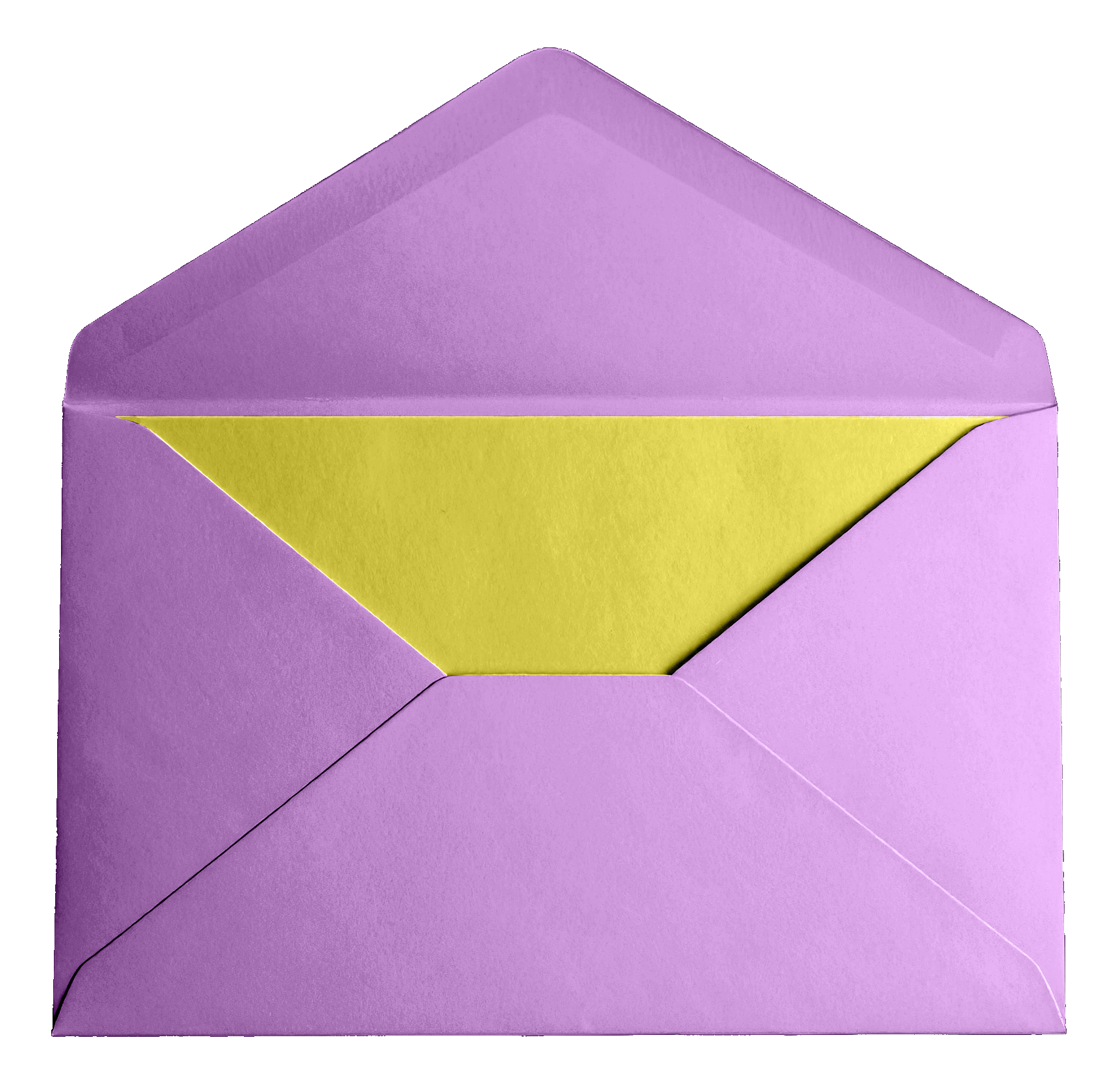 Purple envelope with a yellow card inside.
