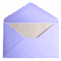 A purple envelope partially open with a white card inside.