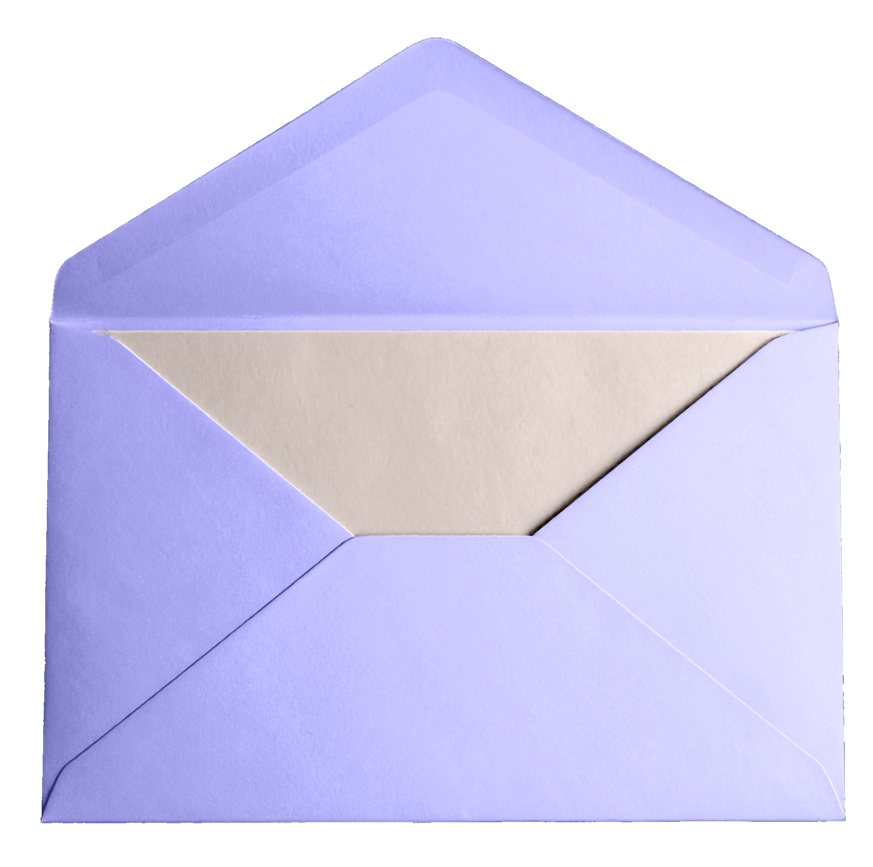 A purple envelope partially open with a white card inside.