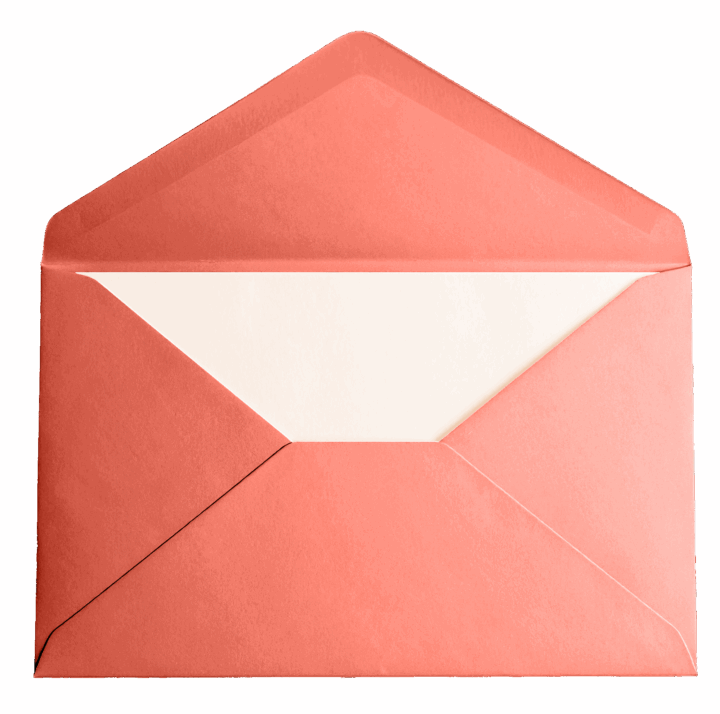 Open pink envelope with white interior Open pink envelope with white interior