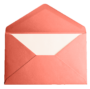 A red envelope partially open with a white interior.
