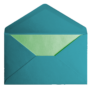 Open teal envelope with a green interior.