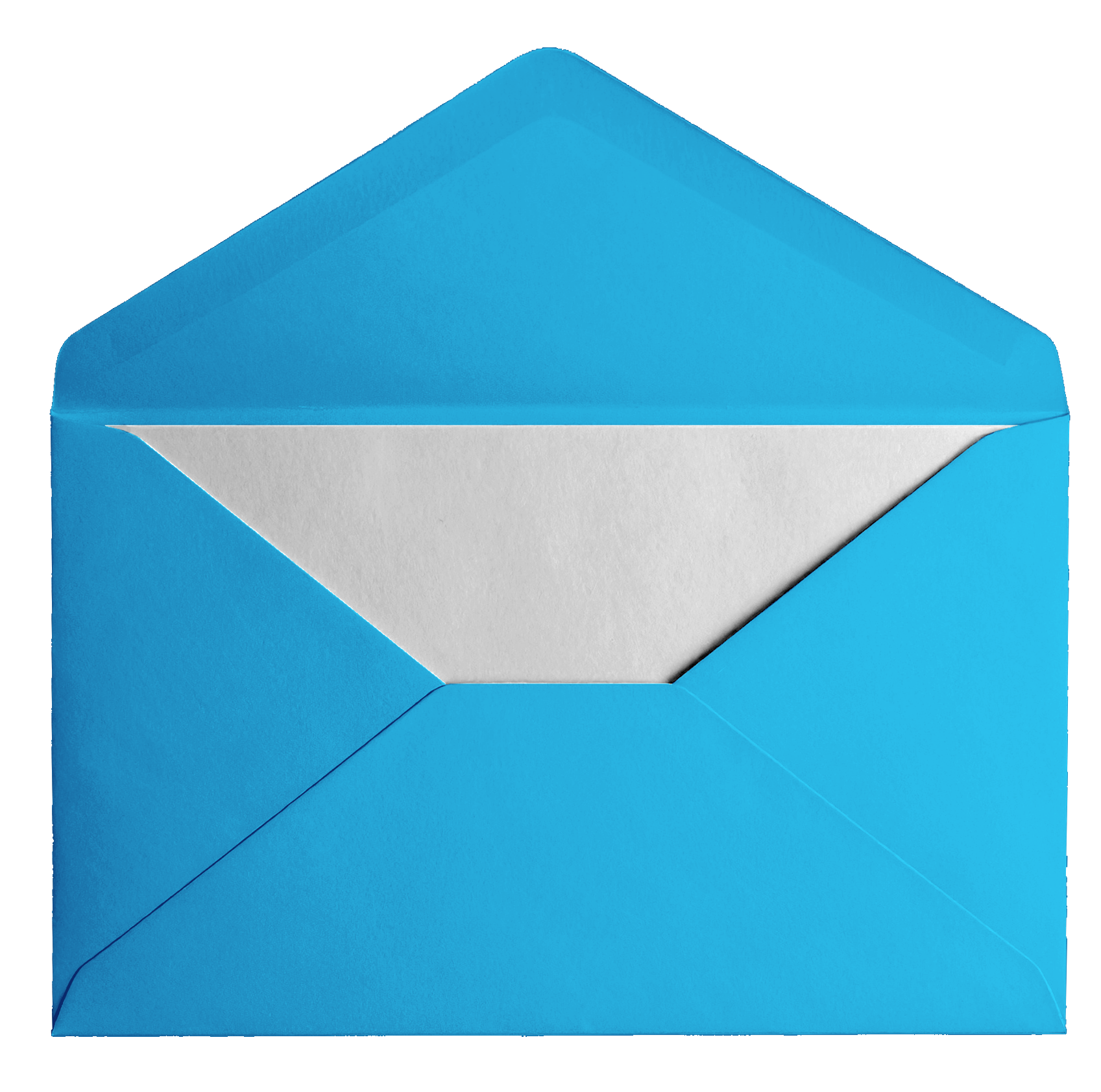 A blue envelope partially opened with a white letter inside.