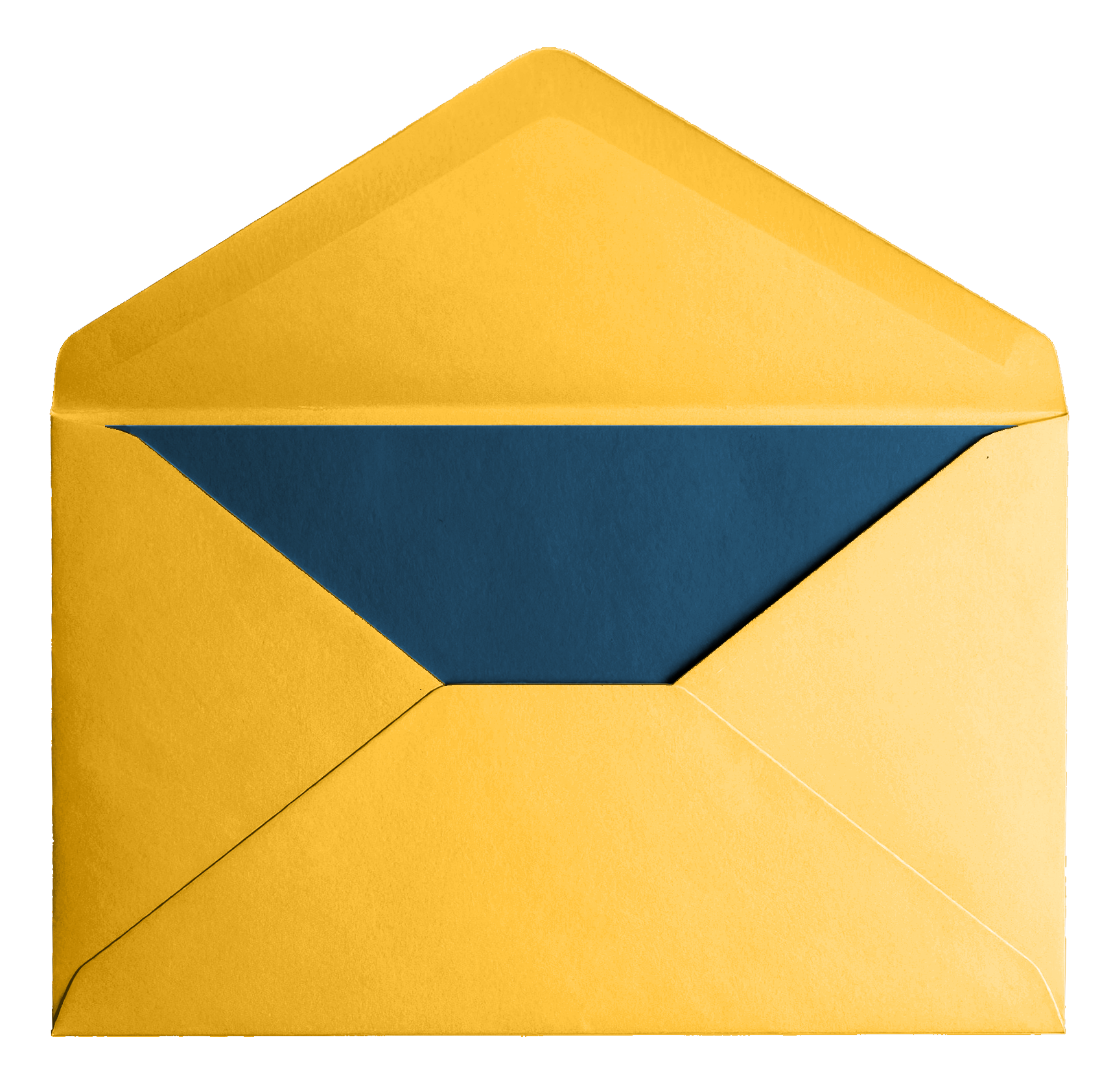 An open yellow envelope with a blue letter inside. An open yellow envelope with a blue letter inside.
