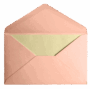 A pink envelope with a cream-colored letter inside.