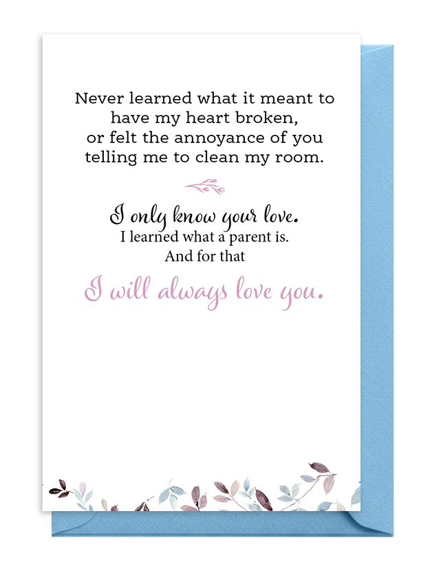 A heartfelt message about love and motherhood with floral accents.