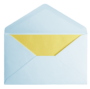 Open light blue envelope with a yellow interior.