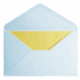 Open white envelope with a visible yellow inner lining.