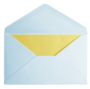 Light blue envelope with a yellow card inside.