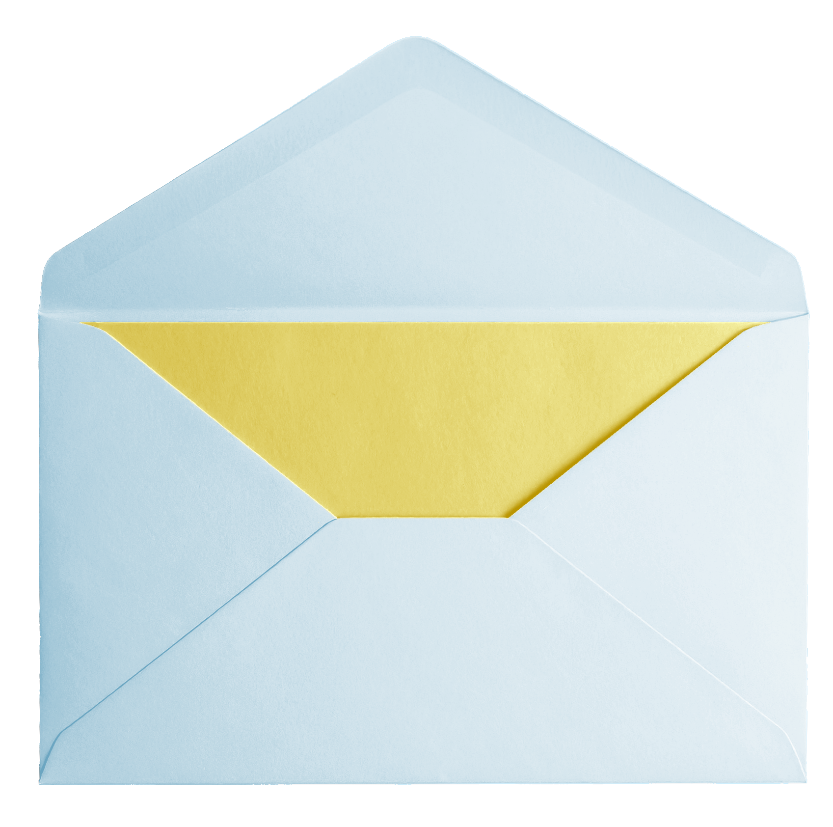 Light blue envelope with a yellow card inside.