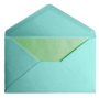 Open blue envelope with a green inner flap.