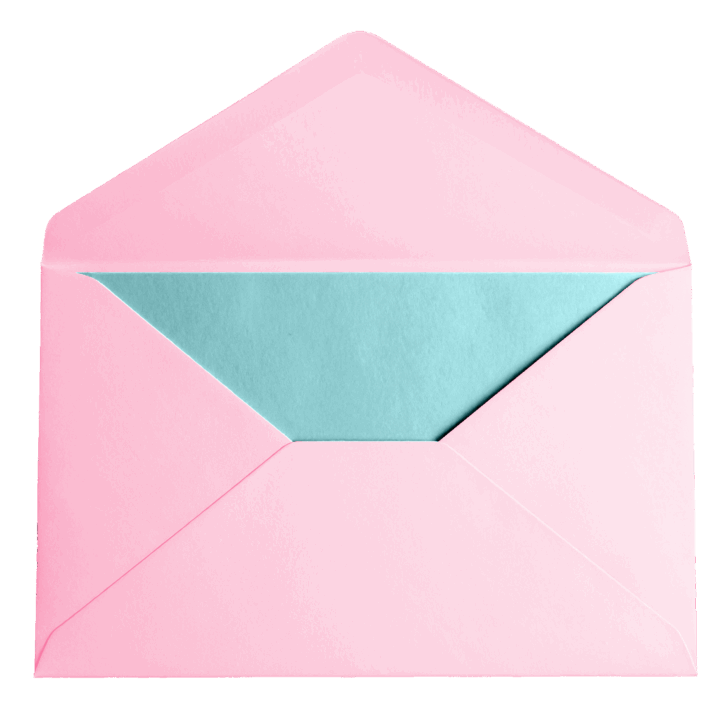 Pink envelope revealing turquoise liner Pink envelope revealing turquoise liner