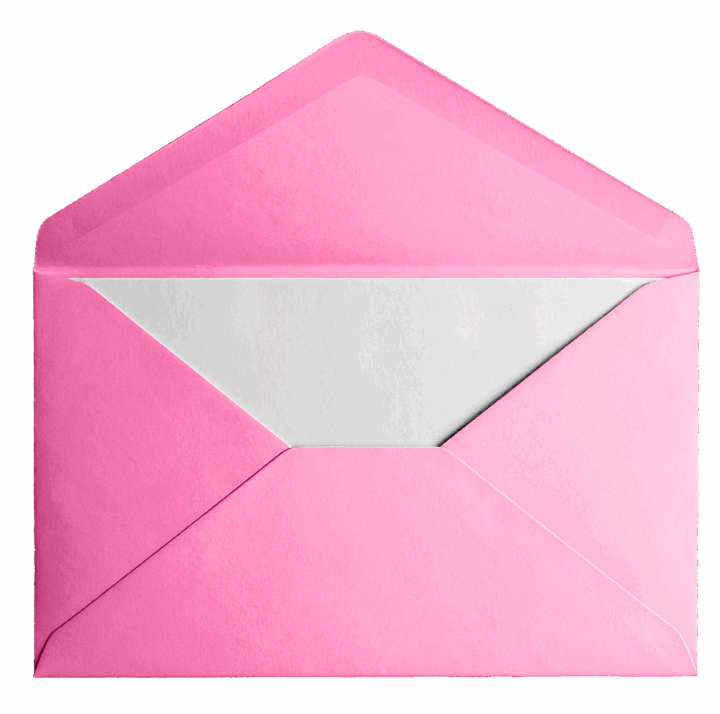 Pink open envelope with blank white card inside Pink open envelope with blank white card inside
