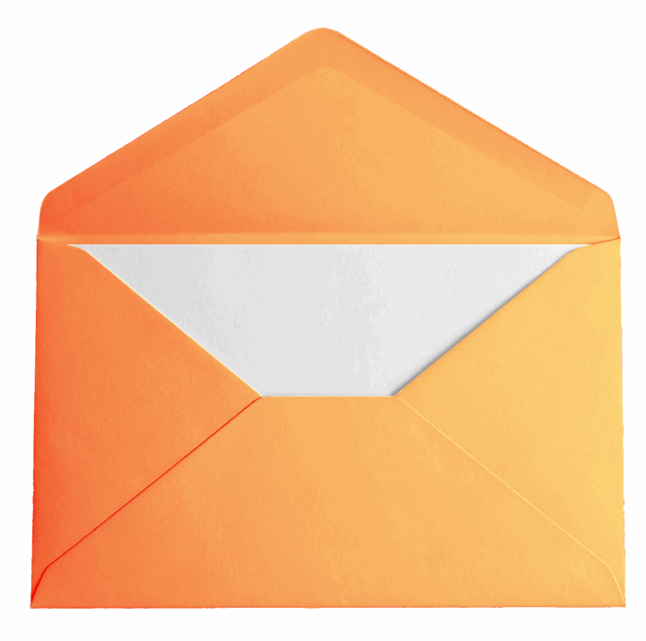 Open orange envelope with white interior Open orange envelope with white interior