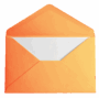 Orange envelope with white interior flap open.