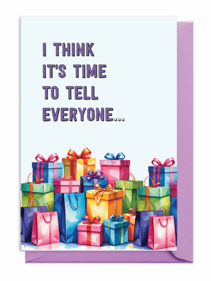 Colorful gift boxes with a message about sharing news.