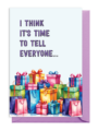 Colorful gift boxes with a message about sharing news.