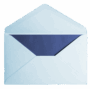 Open light blue envelope with a dark blue interior.