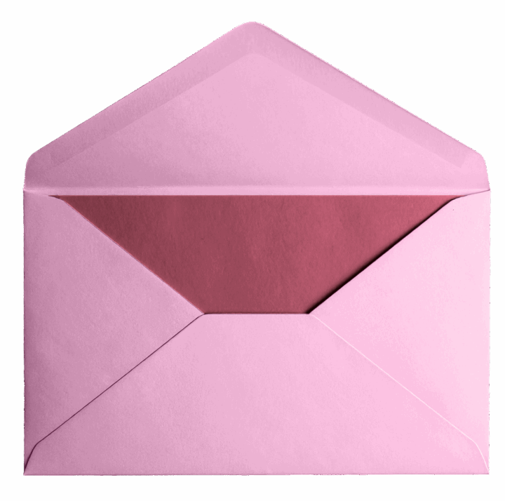 Open pink envelope with red interior Open pink envelope with red interior