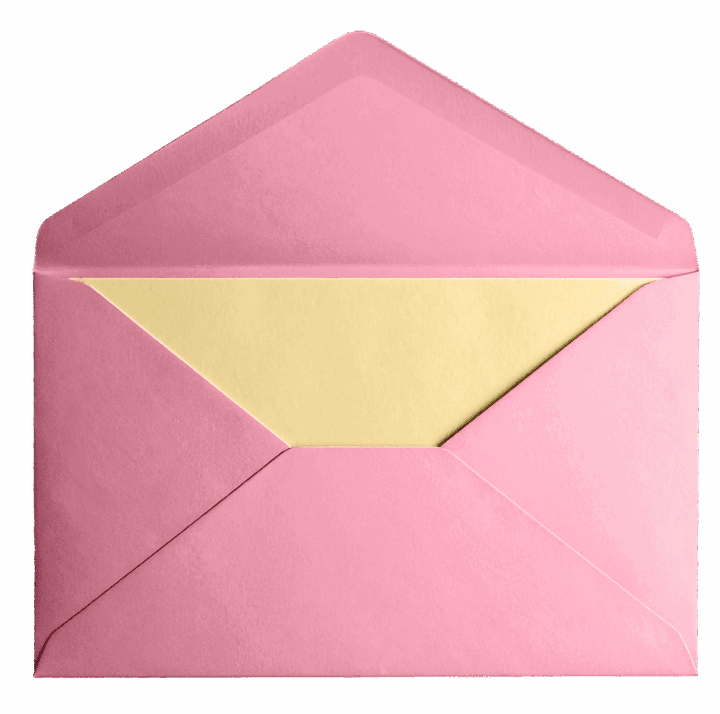 Pink envelope open with yellow card inside Pink envelope open with yellow card inside